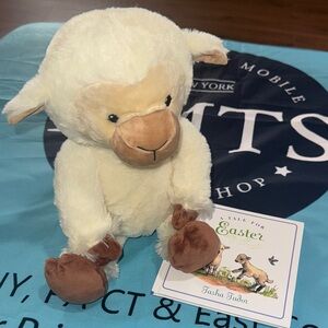 Tasha Tudor Adorable Cream and Brown Stuffed Lamb and Book